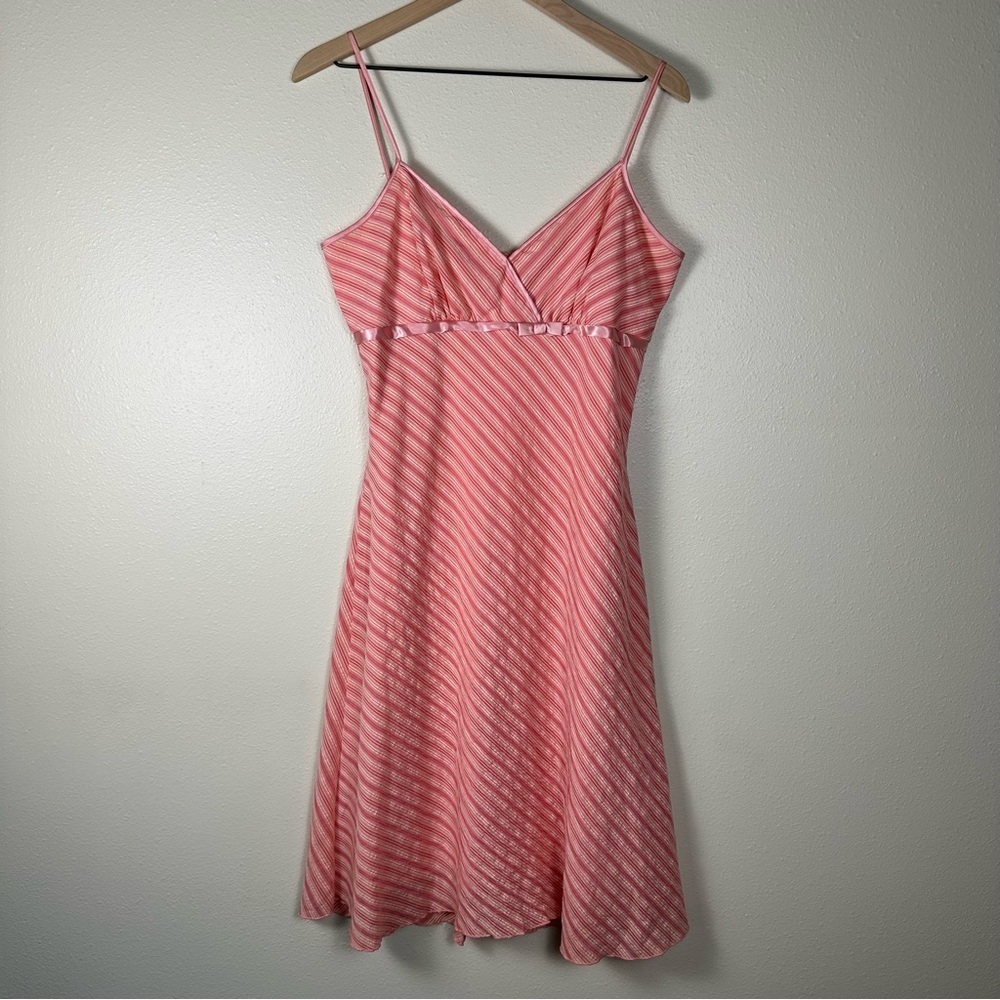 Y2K VOLUME One Size 10 Dolly Coquette Girly Pink Striped Spaghetti Strap Dress